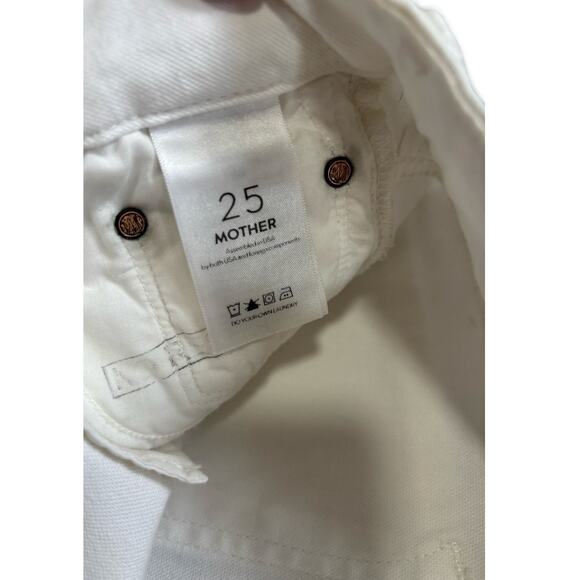 Mother High Waisted Looker Ankle Fray Jeans Glass Slipper White Lace Trim Sz 25 - Picture 5 of 10